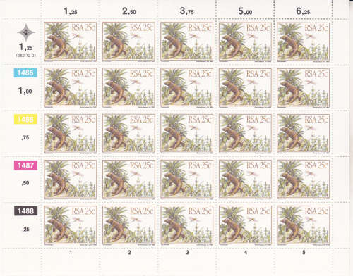 1982 Prehistoric Animals Full sheets of 25 each 5c,15c,20c,25c MNH SACC 536-39