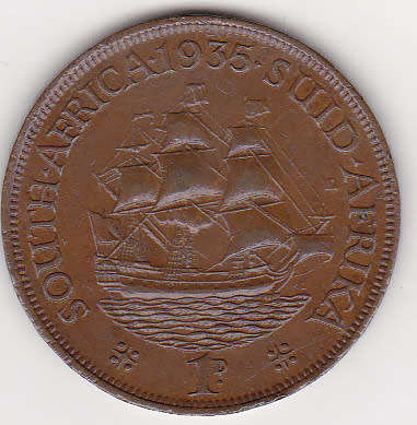 1934 Union 1 penny as per csan