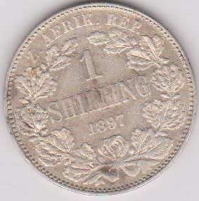 1897 ZAR 1 shilling in AU grade