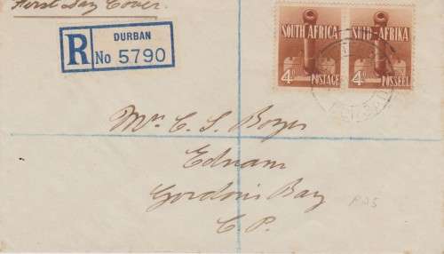 1941 S A War Effort Pvt FDC 4d in good condition SACC 91