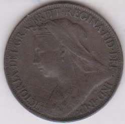 1900 Great Britain farthing in EF grade