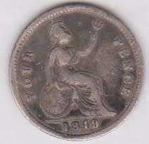 1849 Great Britain 3d in F grade