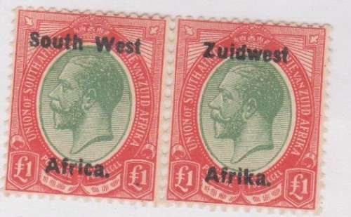 "BARGAIN" 1924 SWA KGV o p Type lll 1 pound pair (Joined ) MLH  SACC 37d