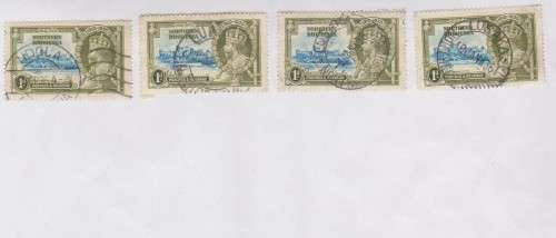 1935 Northern Rhodesia Silver Jubilee 1d x 4 singles Used SACC 18