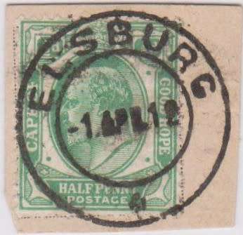 1902 COGH 1/2d cancelled at ELSBURG Transvaal SACC 63 Very nice cancellation