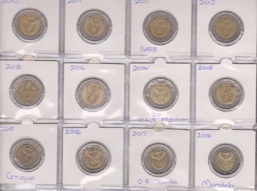 1989-2018 R S A 33  R5 coins in AU-UNC grade as per scan