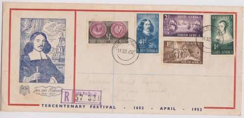 1952 SWA Landing of van Riebeeck FDCin good condition SACC 172-176