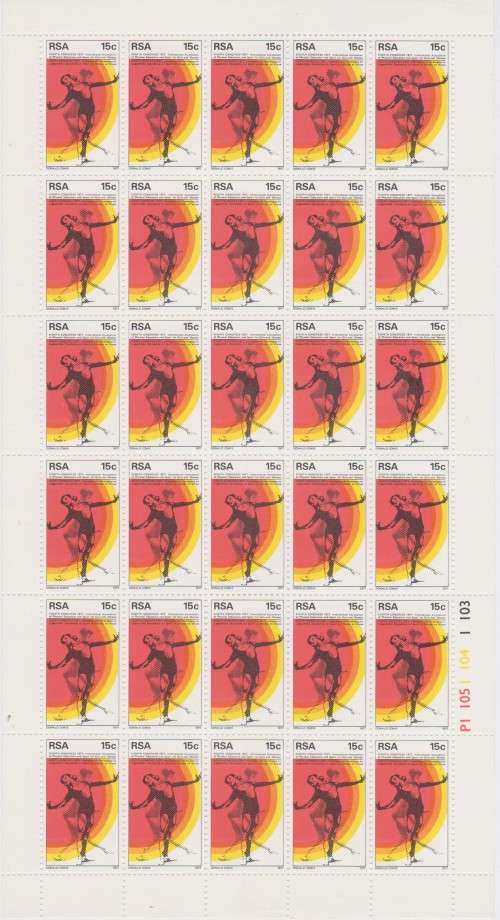 1977 RSA Congress Internat.Association Physical Educ. Sport for Woman Full sheet x 25 MNH SACC 439
