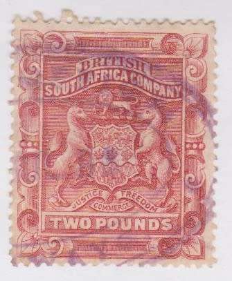 1892 BSAC Definitive Issue on thin wove paper 2 Pounds used single SACC 11