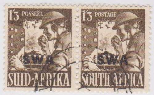 1943 SWA  1s 3d used pair SACC 158a