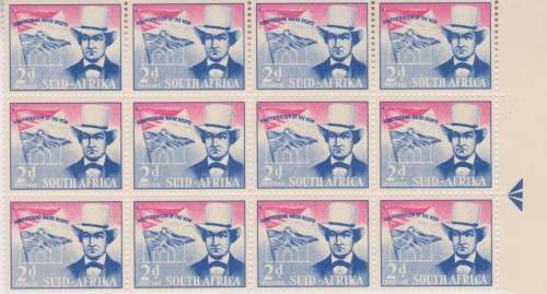 1955 Union Voortrekker Covenant 2d marginal block of 12 MNH SACC 166