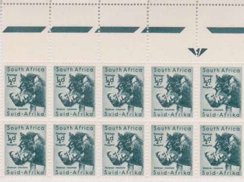 1954 Union 1/2d marginal block of 12 MNH SACC 150