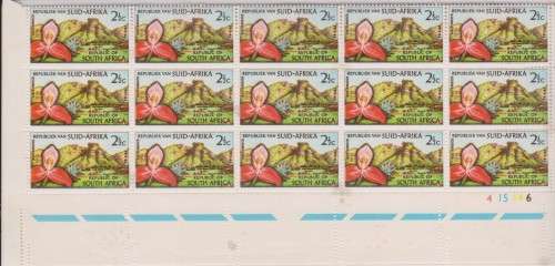 1963 RSA 50 th Anniv of Kirstenbosch 2 1/2c bottom marginalblock of 25 with CB no 4 15 6 MNH SACC223
