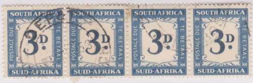 1950-58 Union 3d Postage Due strip of 4 used SACC 40