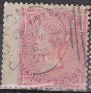 1855 Great Brittain Q Vic 4d red used single Scott A5 CV 375 pounds