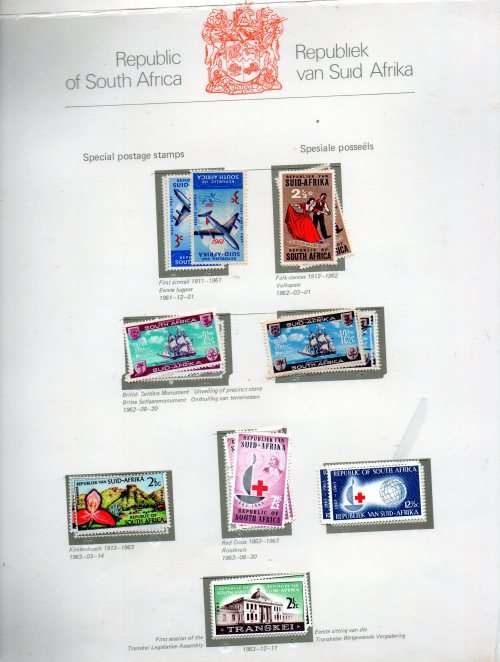 1961-82 R S A commem singles in R S A  stamp album in Mint and used GOOD VALUE HERE SACC 219-513