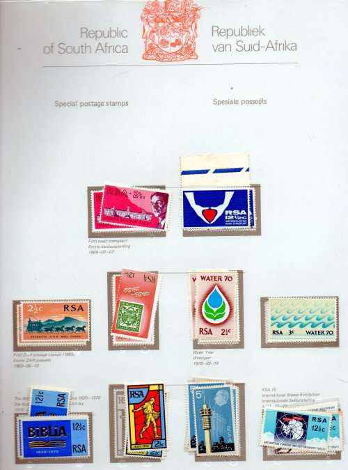 1961-82 R S A commem singles in R S A  stamp album in Mint and used GOOD VALUE HERE SACC 219-513