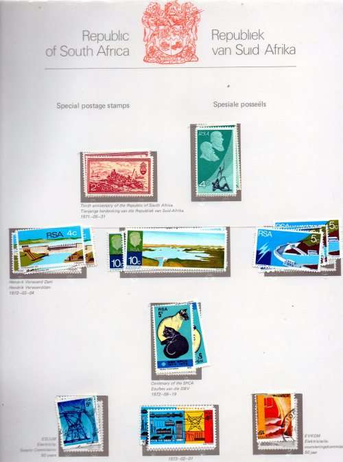 1961-82 R S A commem singles in R S A  stamp album in Mint and used GOOD VALUE HERE SACC 219-513