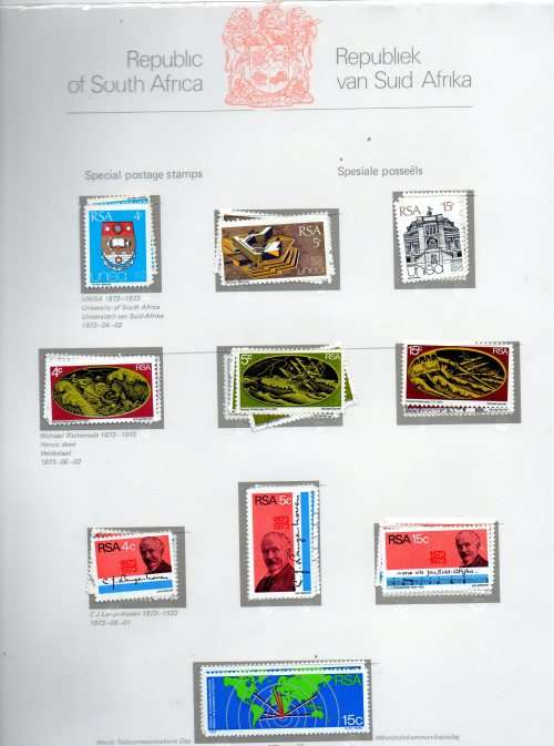 1961-82 R S A commem singles in R S A  stamp album in Mint and used GOOD VALUE HERE SACC 219-513