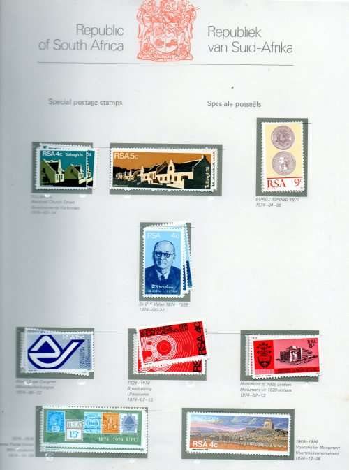 1961-82 R S A commem singles in R S A  stamp album in Mint and used GOOD VALUE HERE SACC 219-513