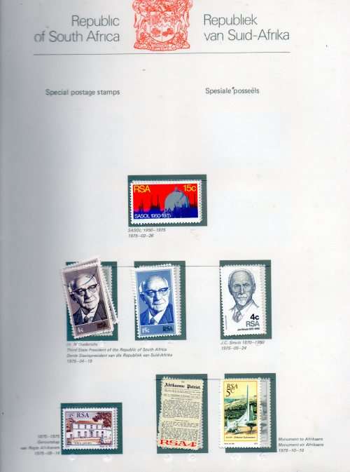 1961-82 R S A commem singles in R S A  stamp album in Mint and used GOOD VALUE HERE SACC 219-513