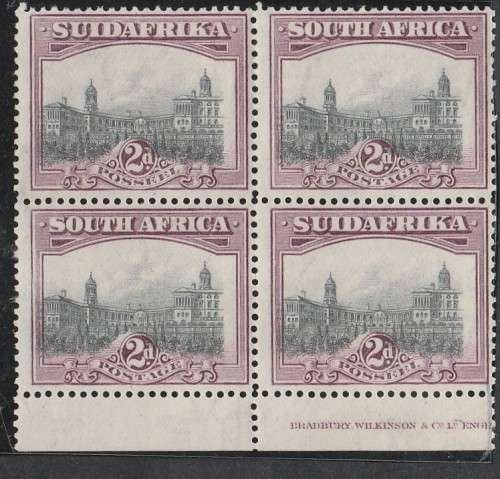 1927 UNION 4d bottom marginal block of 4  MNH perf down  with half inscriptional pair SACC ,a