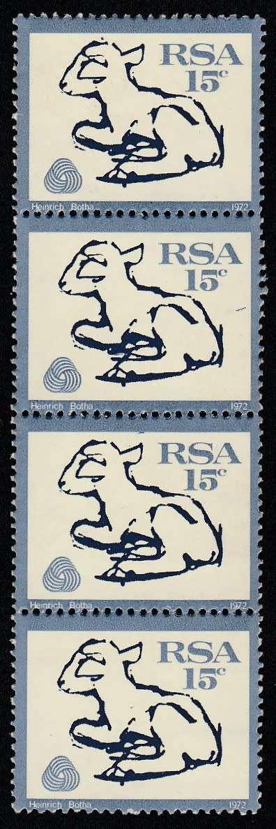1972 RSA  interim Def 15c strip og 4 N+MNH SACC 323