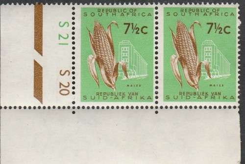 1962 RSA 7 1/2c bottom marginal block of 2 with control no MNH  SACC 215