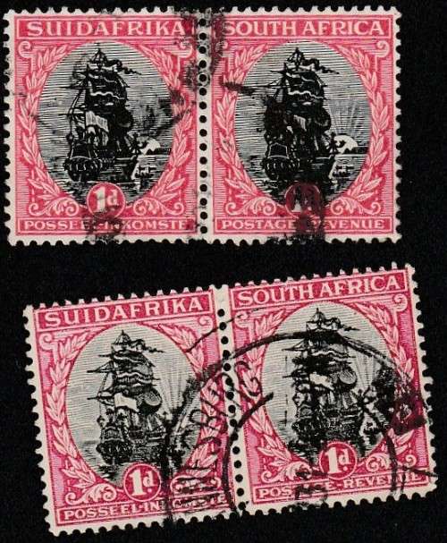 1926 UNION 1d London Ptg used pairs SACC 30L