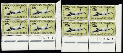 1964 RSA 75th Ann of S A Rugby Board Control Bl`s x 4 2 1/2c and 12/1/2c  A,B each  MNH SACC 246,246