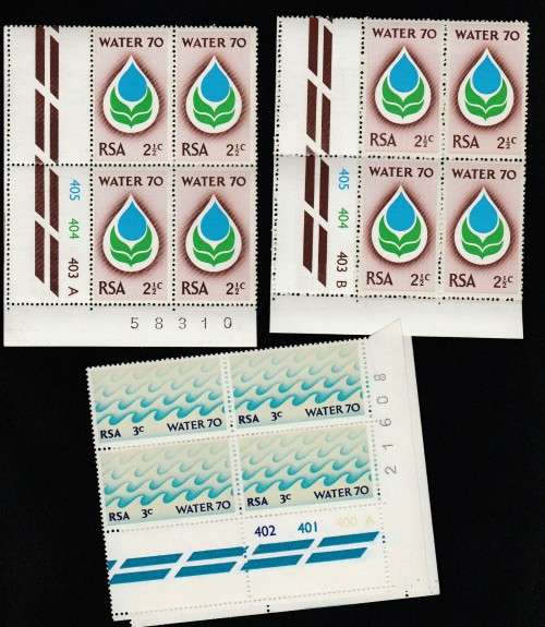 1970 RSA Water 70 Campaign Set of CB`s 2 12/2c x 2 and 3c x 2 MNH SACC 304,305