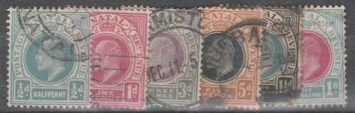 1902Natal 6 used singles as per scan SACC 109,110,114,116,117,118 C/V R366