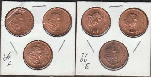 1966 R S A 1c x 3 in ASFRIKAANS and 3 in ENGLISH I bid for all