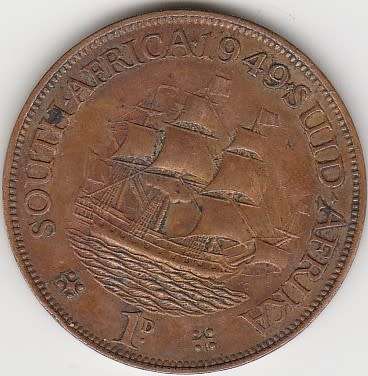 1949 UNION of S A 1d in EF+ grade