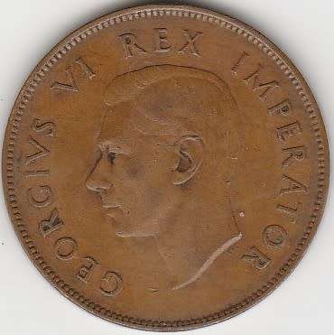 1944 UNION of S A 1 Penny in EF grade