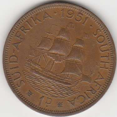 1951 UNION of S A 1 Penny in EF grade