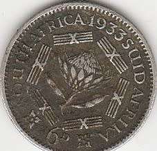 1933 UNION of S A 6d in VF grade