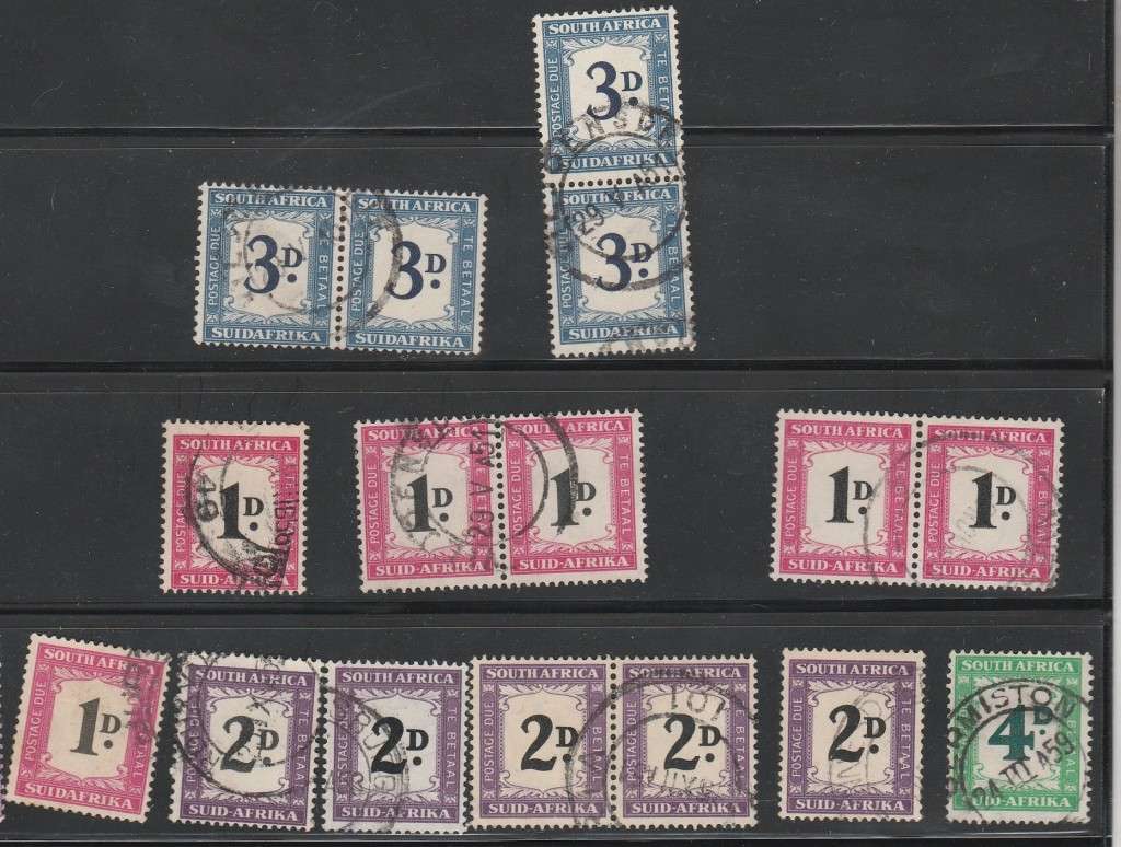 1944-1954UNION of S A Postage dues used Mmint singles a nd paitrs as per scan