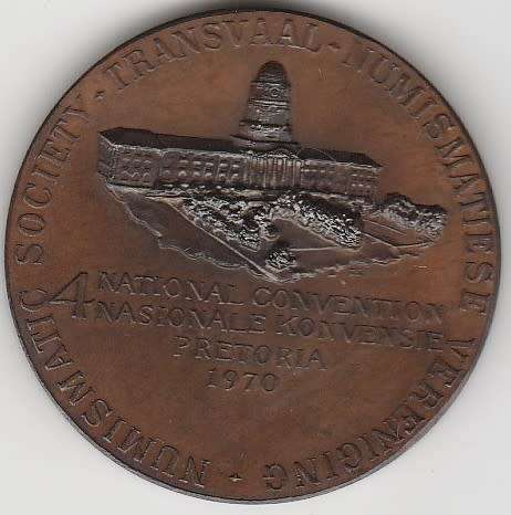 1970 THE TRANSVAAL NUMISMAT IC SOCIETY $NATIONAL CONVENTION BRONZE MEDAL  in S A MINT box