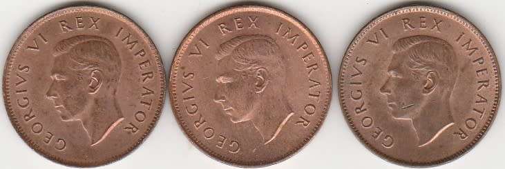 1943 UNION OF S A Farthing x 3 in UNC gradeHern`s val R300