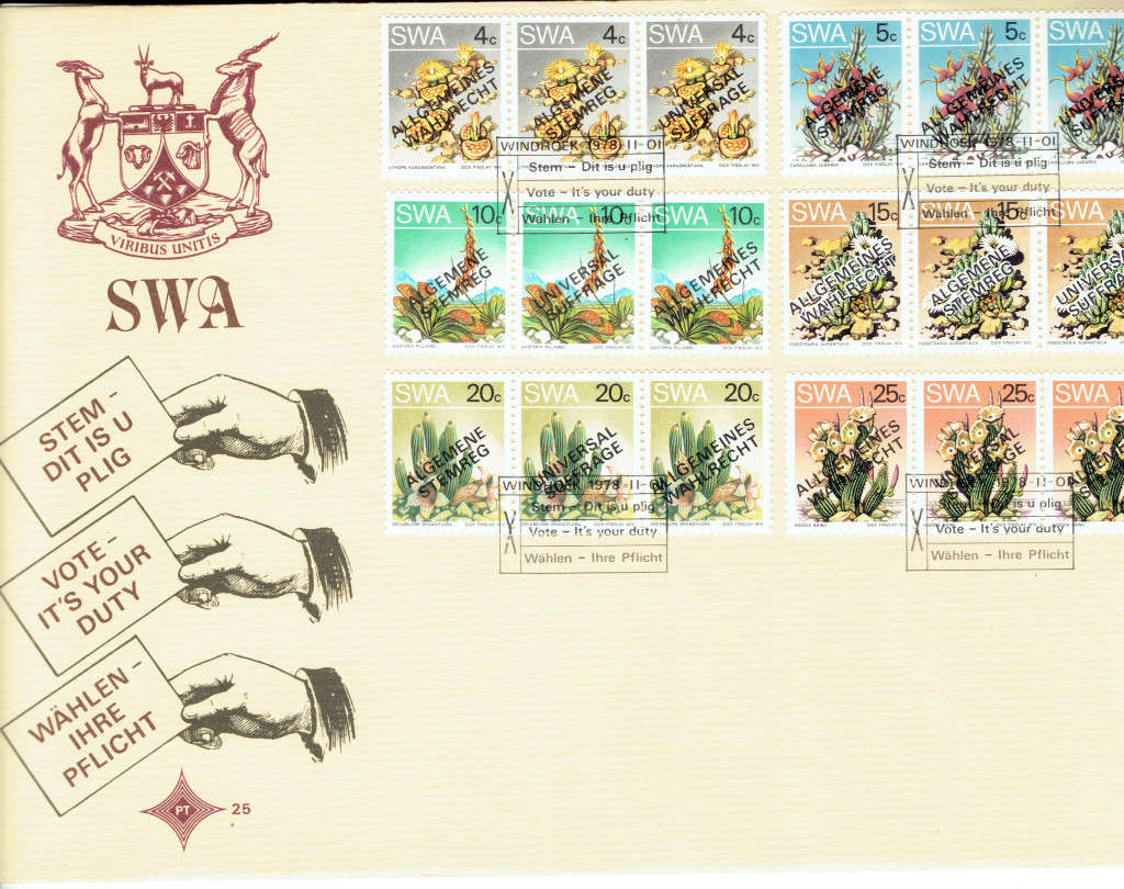 1978 S W A Universal Suffrage FDC No 25 CCNo 25