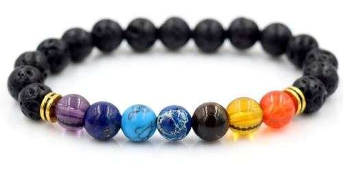 Lava stone 8mm 7 Chakra Healing Balance Tiger eye Beads Reiki Prayer Yoga Bracelet