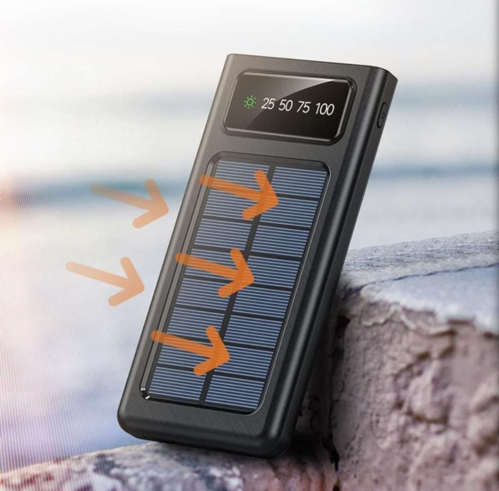 Portable Solar Power Bank with 4 Cables