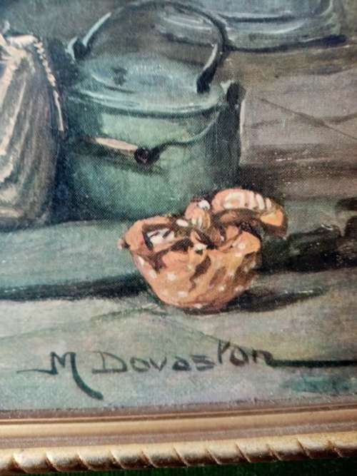 LARGE FRAMED OLEOGRAPH ` A TALL STORY BY M DOVASTON ` ONE OF TWO!!