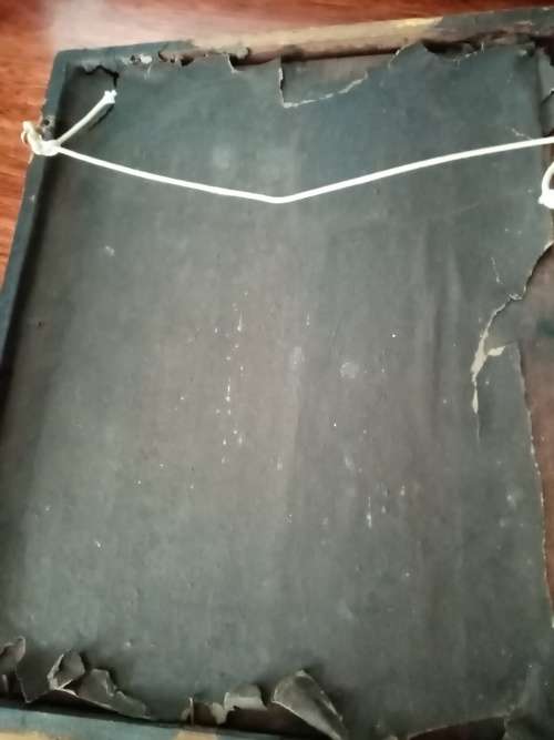 VERY OLD PORTRAIT OF A VIOLIN PLAYER BEHIND GLASS