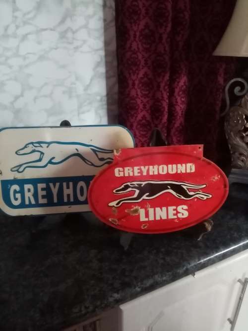 2 X AMERICAN GREYHOUND BUS LINES SIGNS ( REPRODUCTIONS)