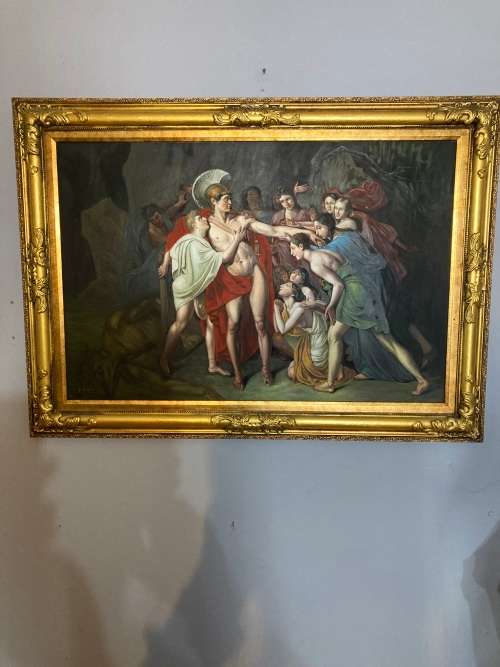 LARGE FRAMED OIL PAINTING IN ORNATE FRAME.STUNNING!!!