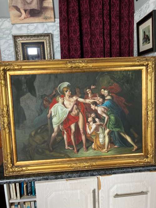 LARGE FRAMED OIL PAINTING IN ORNATE FRAME.STUNNING!!!