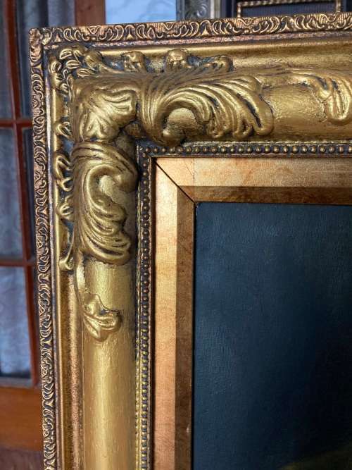 LARGE FRAMED OIL PAINTING IN ORNATE FRAME.STUNNING!!!