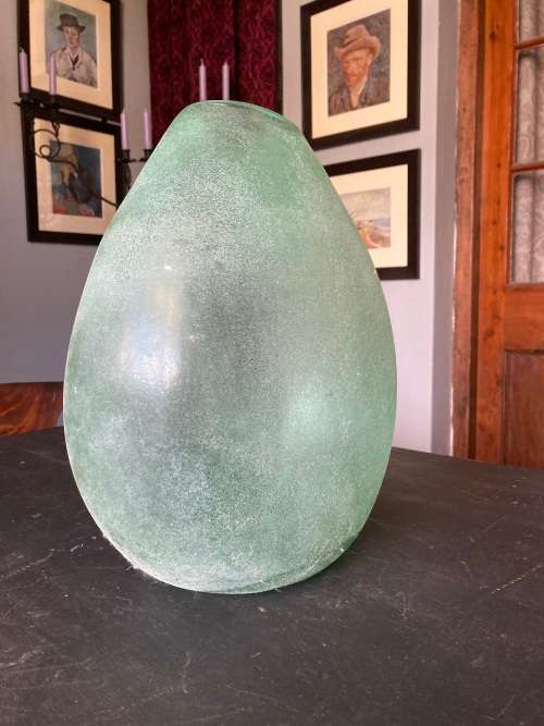 VERY LARGE GREEN GLASE VASE